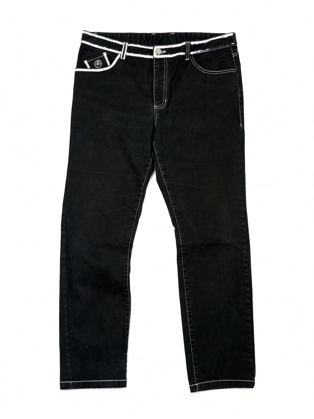 JC de Castelbajac Black Jeans White Stitch Logo Designer 35W